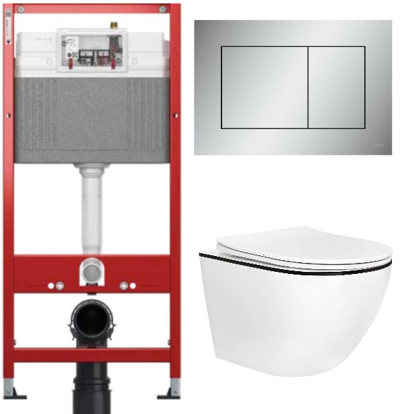 Комплект: инсталляция для унитаза TECEbase kit 9400402 с кнопкой и подвесным унитазом Amore di Mare Delio P203B